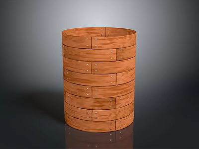 Wooden Cylindrical Storage Cabinet With Multi Layer Drawers For Home Organizing 3d model
