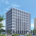 Modern Multi storey Industrial Factory Building With Glass Windows Surrounded By Trees And Blue Sky