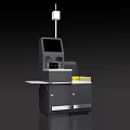 Modern Commercial Self Service Terminal With Touch Screen Scanner And Storage Cabinets