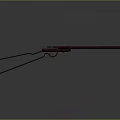Red Rifle With Long Barrel And Curved Stock In Gray Background Simple Design