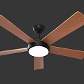 Modern Ceiling Fan With Wooden Blades Black Base And White Light