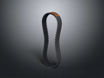 Flexible Black Toothed Household Belt with Orange Detail for Daily Use 3d model