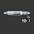 Futuristic Light Blue And White Sci Fi Tool With Grip Nozzle And Storage Canisters 3d model