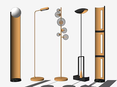Modern Floor Lamps With Various Contemporary Designs And Sleek Cylindrical Disc Structures 3d model