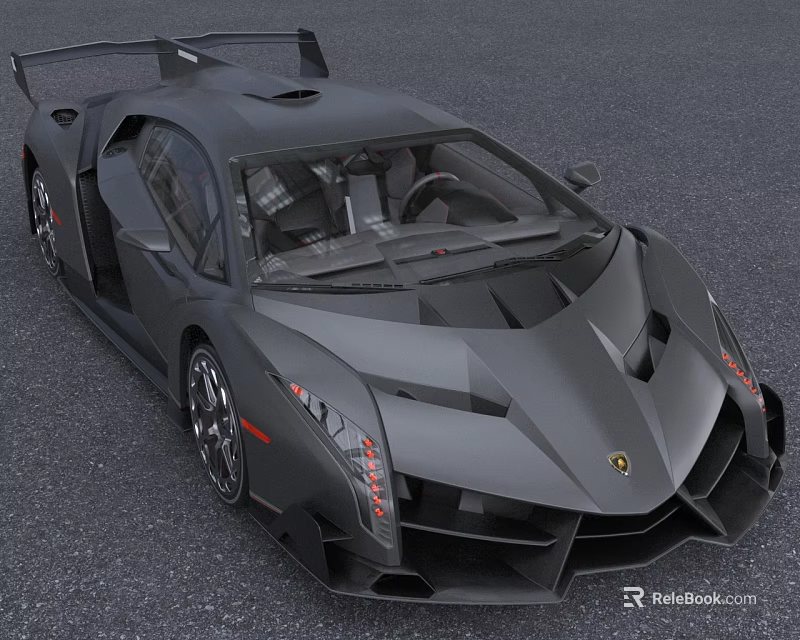 Black Lamborghini Sports Car With Aerodynamic Design Sharp Lines And Large Rear Spoiler 3d model 