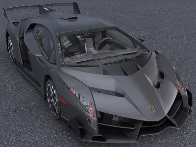 Black Lamborghini Sports Car With Aerodynamic Design Sharp Lines And Large Rear Spoiler 3d model