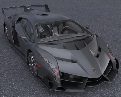 Black Lamborghini Sports Car With Aerodynamic Design Sharp Lines And Large Rear Spoiler 3d model