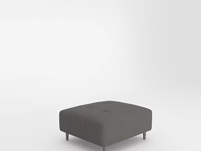 Gray Modern Tufted Ottoman With Upholstered Design And Wooden Legs For Living Room 3d model