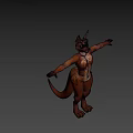 Orange Fur Game Movie Character with Long Ears Tail and Outstretched Arms in Natural Background