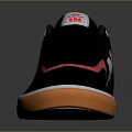 Stylish Black Sneakers With Green And Pink Stripes White Logo Orange Toe And White Sole