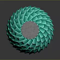 Modern Teal Spherical Lighting Fixture With Diamond Patterned Design And Reflective Base 3d model