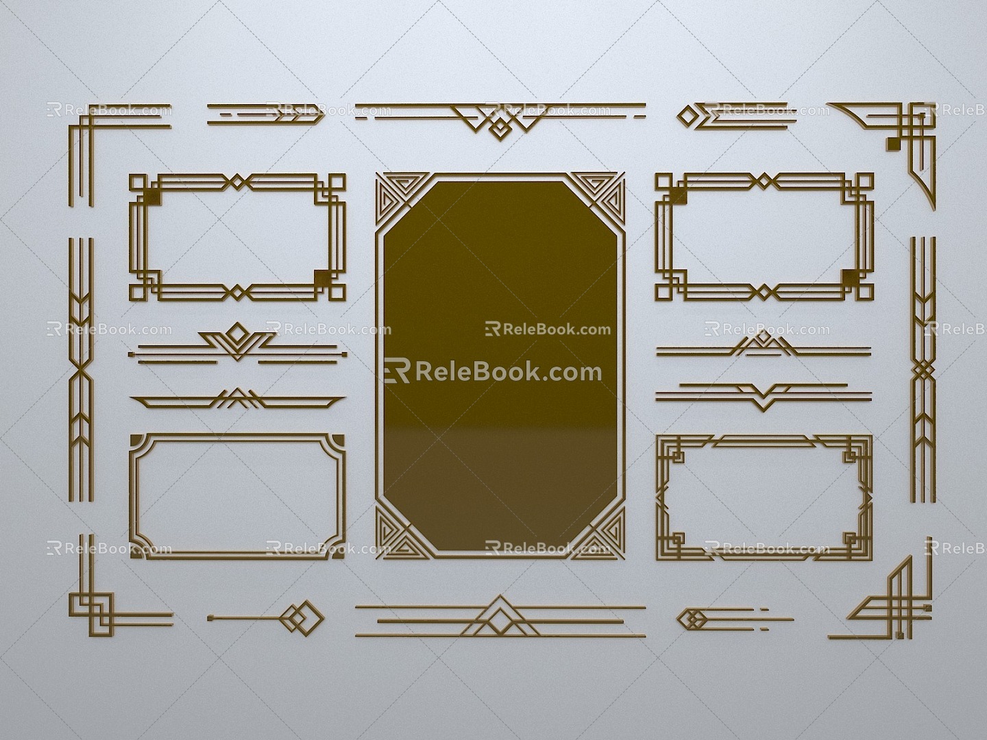 Chinese-style window grilles line silhouette pane window sill border engraved window edge strip construction 3d model