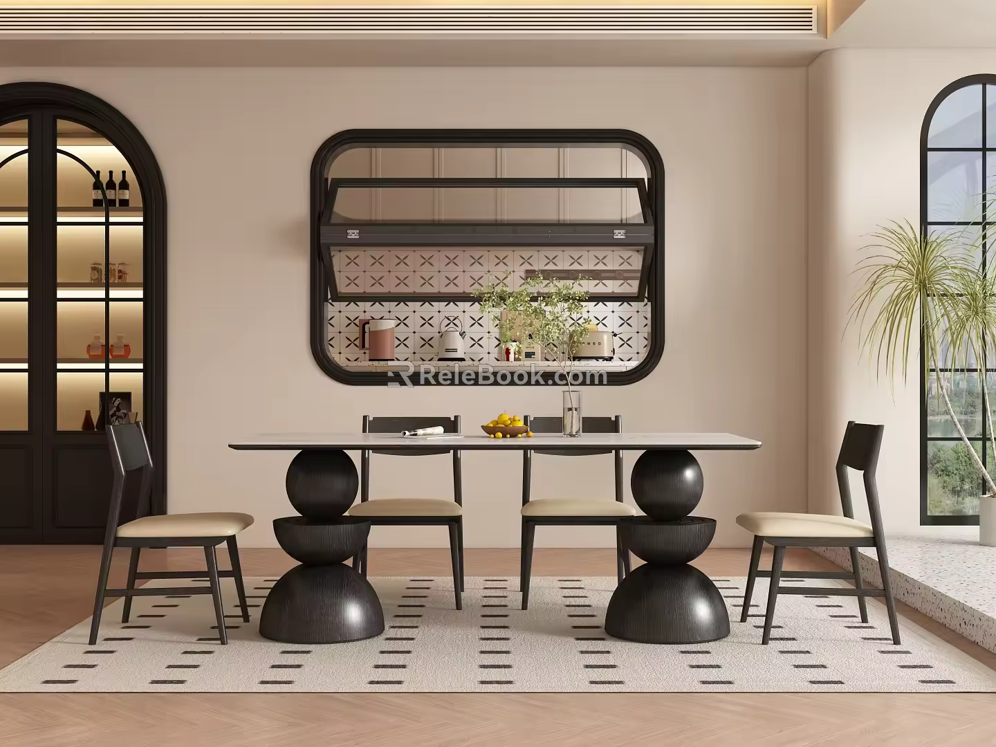 Middle Ancient French Restaurant Dining Tables and Chairs 3d model