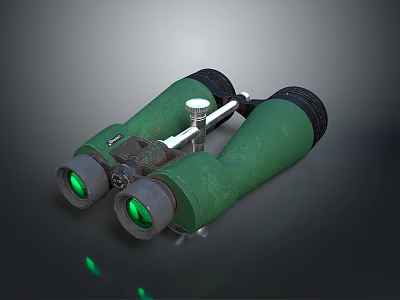 Classic Green Binoculars With Green Lenses For Outdoor Daily Viewing Use 3d model