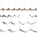 Modern Contemporary Ceiling Design With Suspended Wavy Fabric Panels And Layered Details