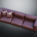 Multi Person Stylish Leather Sofa With Plush Cushions And Comfortable Seats 3d model