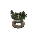 Elegant Floral Vase with Hanging Green Plants Vines and Wooden Base Design