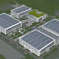 Large Modern Industrial Factory Complex With Multiple Buildings And Green Surroundings 3d model