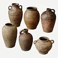 Traditional Rustic Ceramic Vessels With Various Shapes Handles Textured Surfaces And Earthy Tones