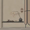 New Chinese Zen Decorative Ornament Set With Tea Tray Cup Dried Branch Lantern And Screen
