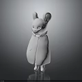 White Rabbit Character 3D Model With Cloak Simple Design And Shiny Gray Surface 3d model