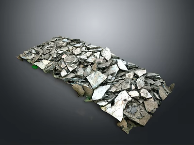 Scenic Natural Landscape With Gray And White Irregular Shiny Stones On Gray Background 3d model