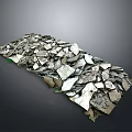 Scenic Natural Landscape With Gray And White Irregular Shiny Stones On Gray Background