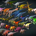 Various Colorful Dinosaur Reptile Models of Different Species Gathered Together