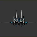 Futuristic Blue And White Aircraft Model With Sleek Design And Multiple Wings