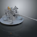 Detailed Military Naval Artillery Gun With Mounted Base And Mechanical Components
