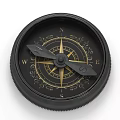 Vintage Black Decorative Compass Ornament With Gold Accents And Directional Markings