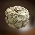 Vintage Soccer Ball With Hexagonal Stitching Pattern And Worn Grayish White Surface 3d model