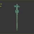 Brown Wooden Household Pole With Two Green Lamps And Small Hanging Accessories
