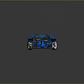 Blue Convertible Sports Car With Black Seats Spoiler And Silver Wheels