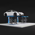 Heavy Duty Blue Industrial Vehicle Lift Platform Lifting White Porsche Car