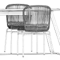 Modern Rattan Table and Chair Dining Set with Woven Seats and Metal Frame Design