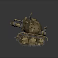 Vintage Mechanical Tank 3D Model With Dual Cannons Tracks And Textured Industrial Design