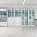 Modern Laboratory Interior Design With White Cabinets Glass Doors And Stools