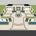 Modern Commercial Street Design With Urban Buildings Pedestrian Walkway And Open Layout