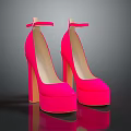 Stylish Pink High Heel Shoes With Block Heel Platform And Ankle Strap Design