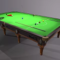 Billiard Table With Green Felt Surface Billiard Balls And Cues For Leisure Play