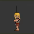 Cartoon Style 3D Game Warrior Character with Blonde Hair Beard Red Skirt Spiked Bracers And Sword