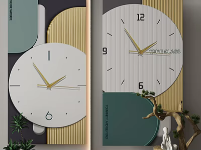 Modern Minimalist Wall Clock With Geometric Design And Green Accents 3d model