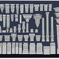 Various Classical Roman Columns With Decorative Capitals And Architectural Details