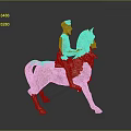 Detailed Ancient Clay Sculpture of Man Riding Horse in Traditional Attire