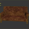 Red Tufted Diamond Pattern Two Seater Sofa With Wooden Legs And Stitching Details