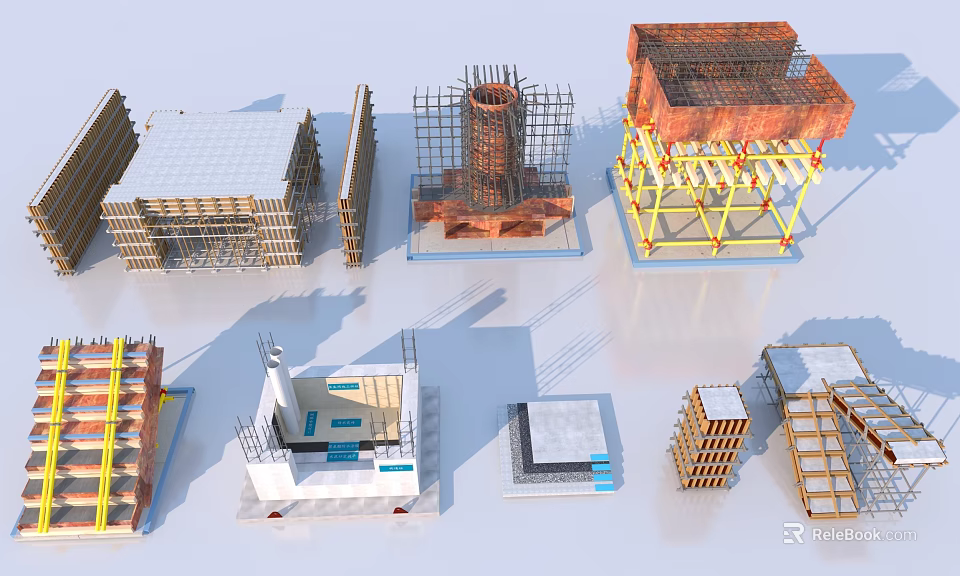 Various Building Components Including Scaffolding Frame Structures Support Frames And Models 3d model 