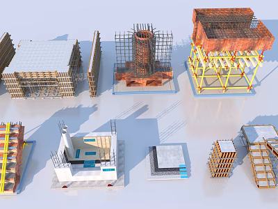 Various Building Components Including Scaffolding Frame Structures Support Frames And Models 3d model