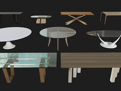 Various Modern Coffee Table Designs With Glass Wooden Tops Round Rectangular Shapes And Sleek Legs 3d model