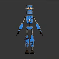 Blue Mechanical Robot Character With Round Eyes And Articulated Metal Limbs